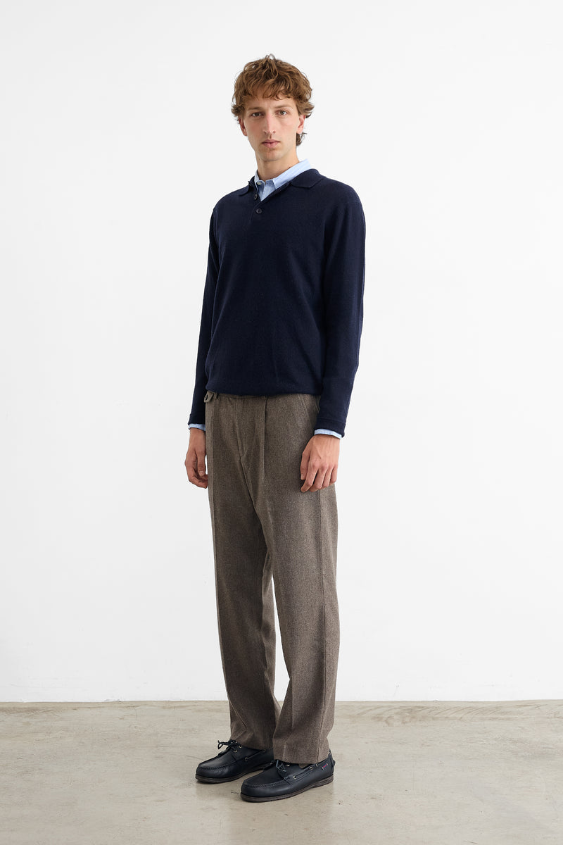 WOOL POLO NAVY