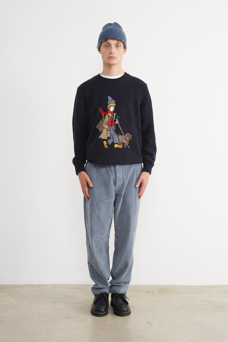 WALKING DOG SWEATER PLAIN NAVY