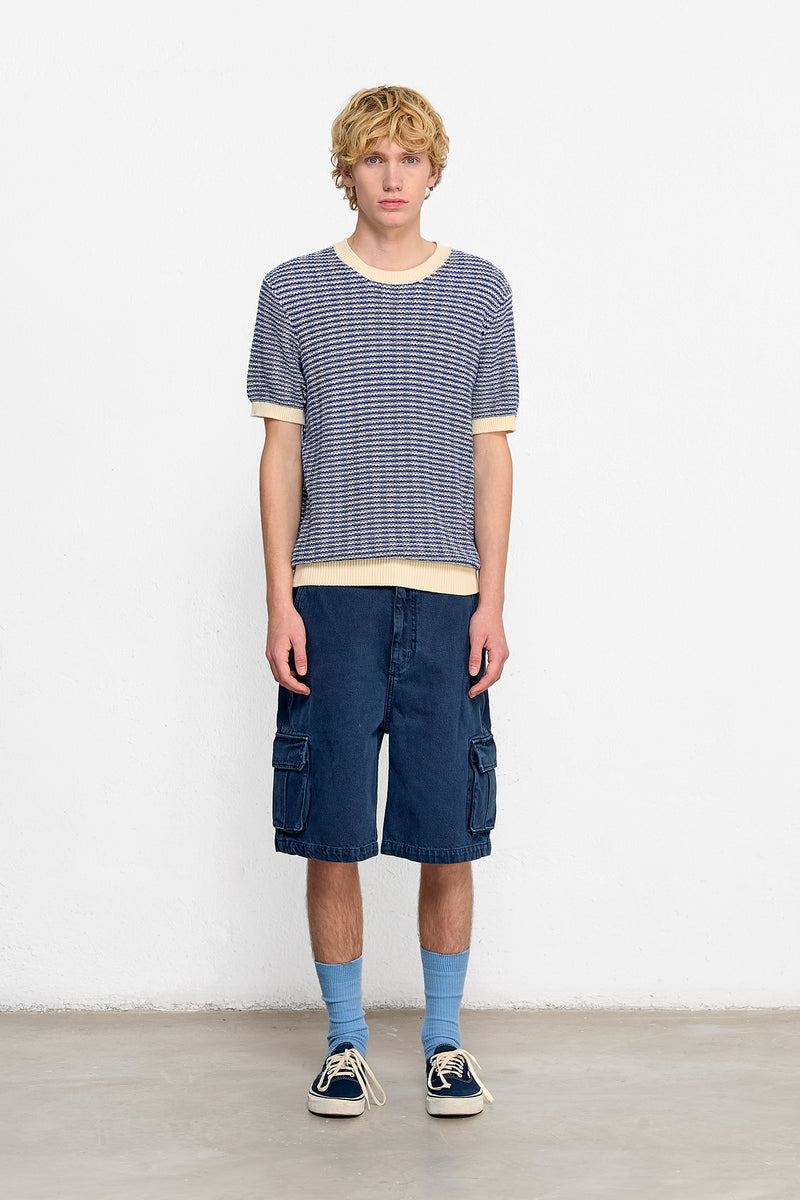 KNITTED T-SHIRT DK BLUE