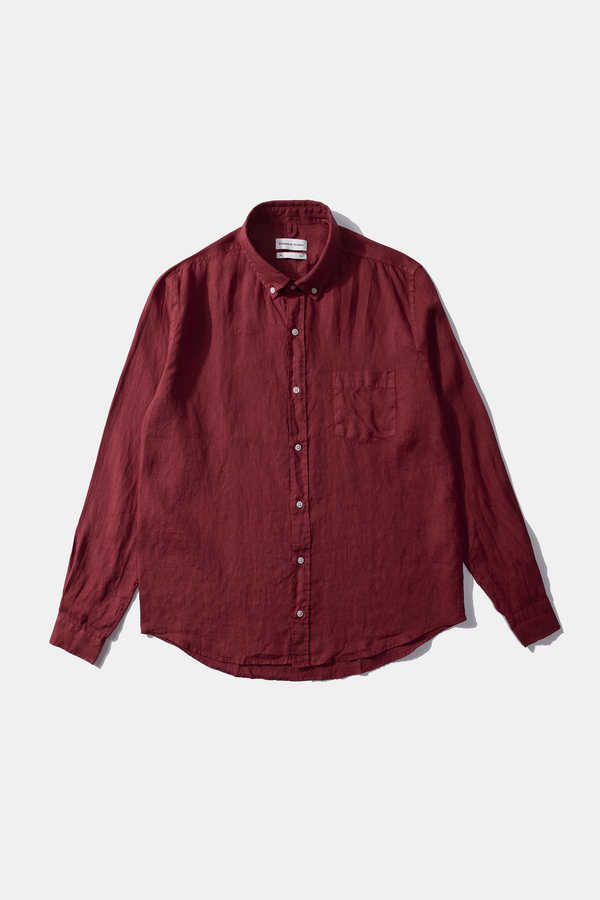 LINEN SHIRT PLAIN BORDEAUX