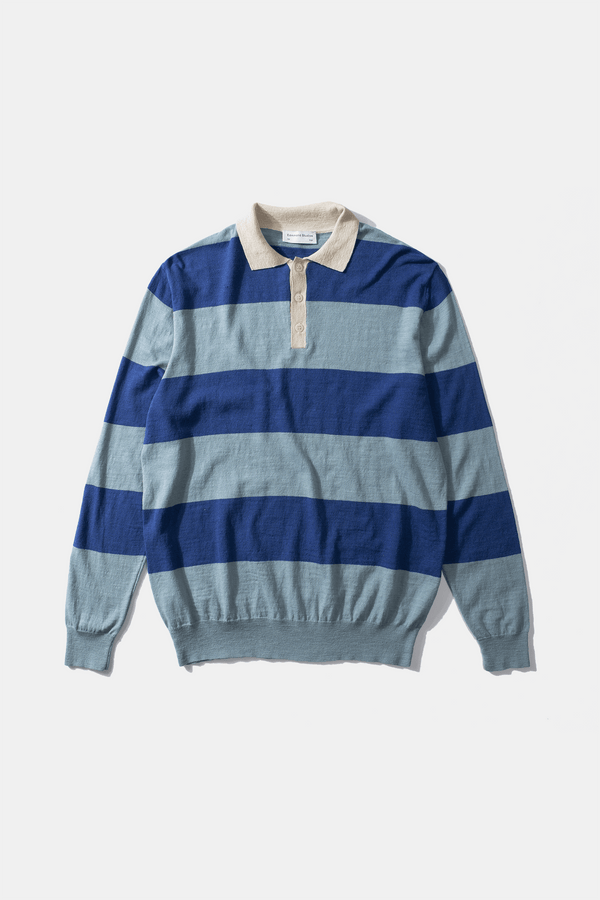 RUGBY KNITTED POLO PLAIN BLUE