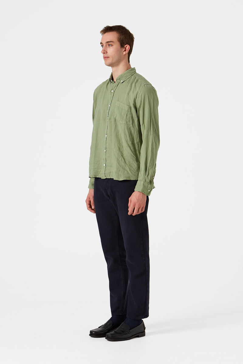 LINEN SHIRT PLAIN OLIVE