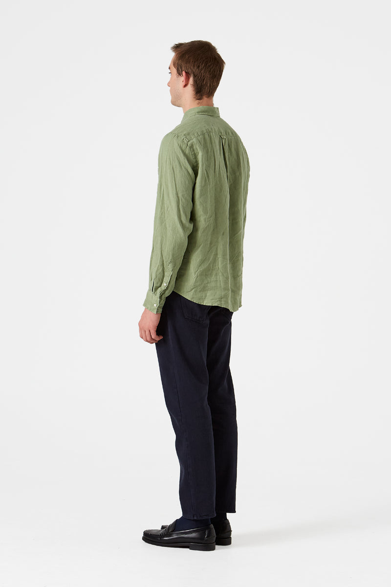 LINEN SHIRT PLAIN OLIVE